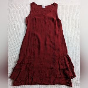 CLICK by Color Me Cotton Dress Tiered Layered Mini MEDIUM Sleeveless Crinkle
